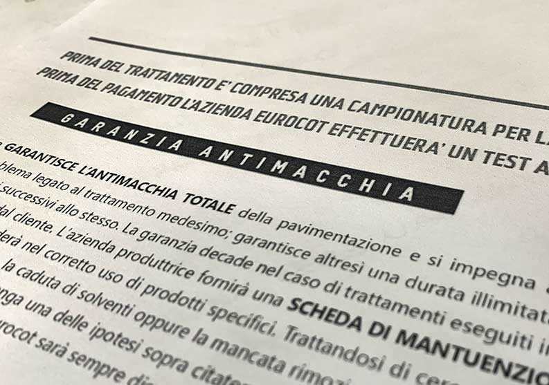 garanzia antimacchia