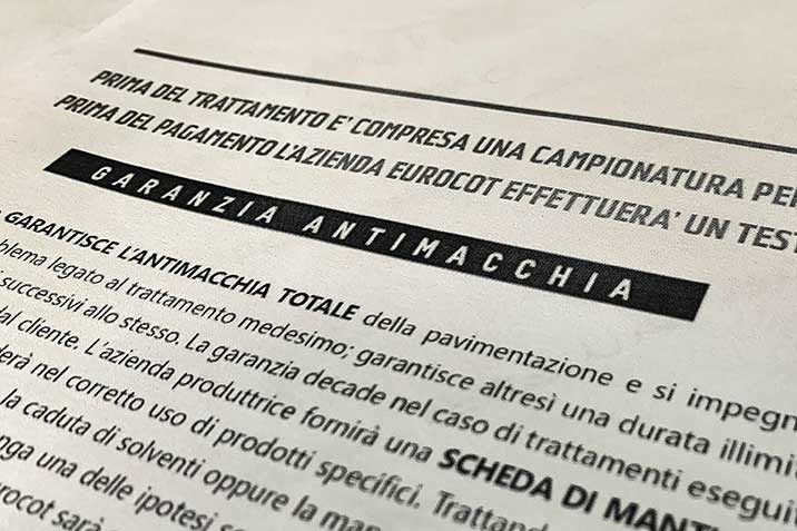 garanzia antimacchia