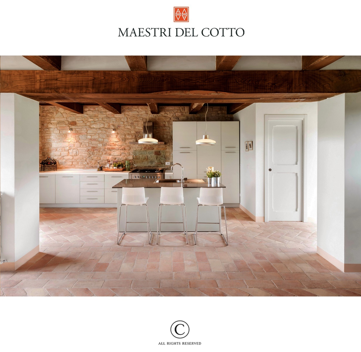 Pavimento Interno in Cotto multicolor vissuto